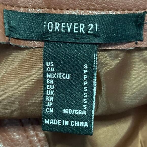 Forever 21 Women's Brown Faux Vegan Leather Mini Straight Pencil Skirt Size S - Picture 4 of 5